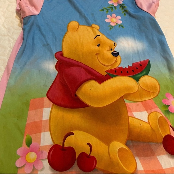 Vintage Disney Y2K Winnie the Pooh Pajama Nightgown Dress Toddler Girls 4T STAIN - Picture 3 of 16